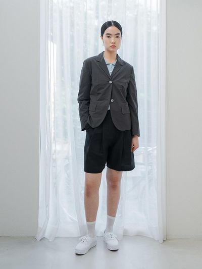 REPLAIN Cotton Blend Lightweight Jacket _ Charcoal