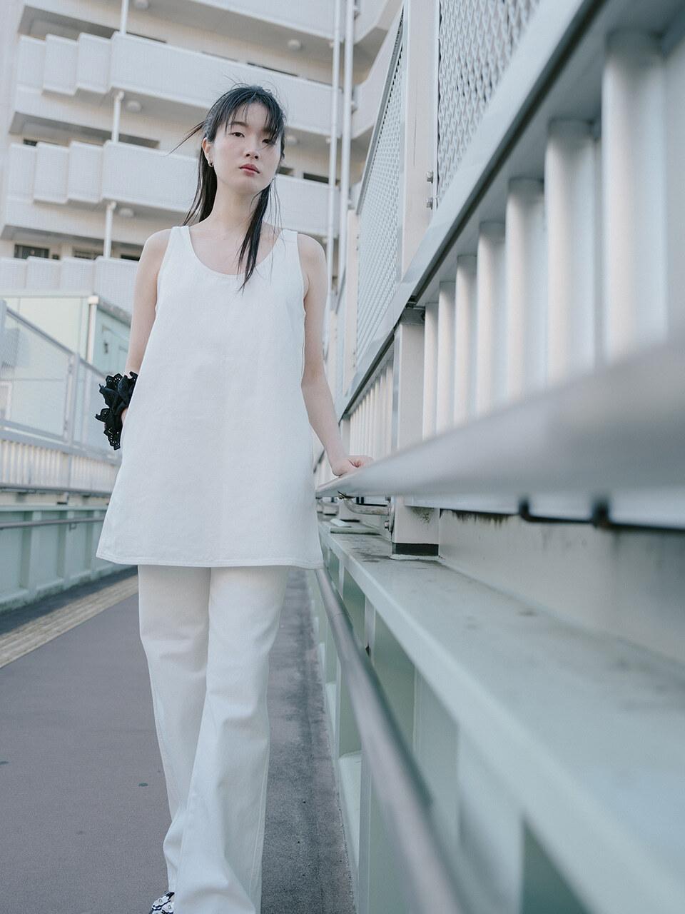 REPLAIN DENIM MINI ONE-PIECE_OFF WHITE