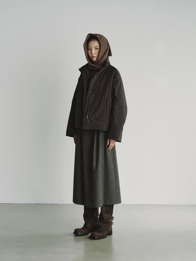 REPLAIN HIGHNECK PADDING JUMPER_CHARCOAL