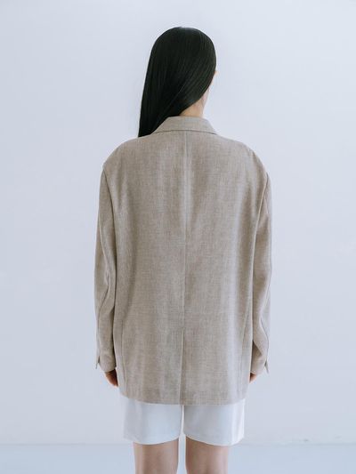 REPLAIN Linen Blend Single Jacket - Brown