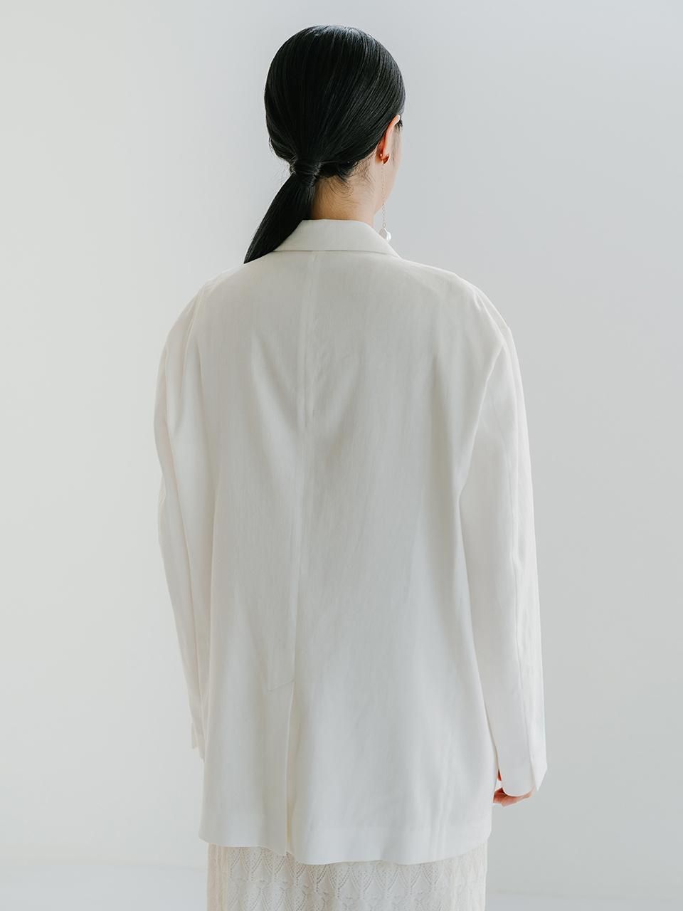REPLAIN Linen Blend Single Jacket - Off White