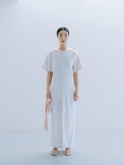 REPLAIN SLIT JERSEY DRESS
