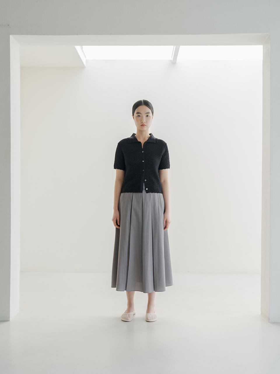 REPLAIN Textured Pleats Skirt - Sepia