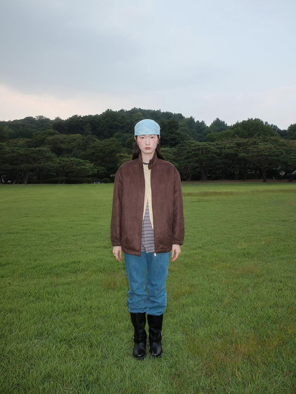 REPLAIN YEONXJAE COLLABO FAUX SUEDE CASUAL JACKET [DARK BROWN]