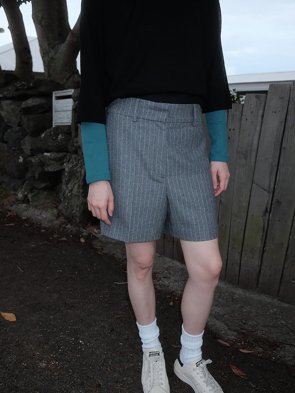 REPLAIN YEONXJAE COLLABO WOOL BLEND SHORTS [GREY]