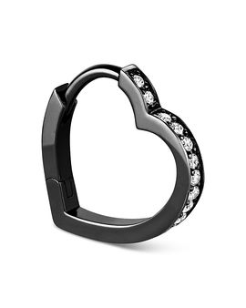 Repossi Repossi 18K Black Gold Antifer Diamond Heart Single Hoop Earring, 0.06 tcw