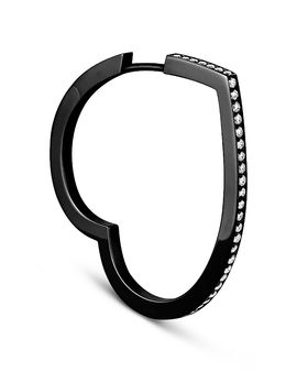 Repossi Repossi 18K Black Gold Antifer Diamond Heart Single Hoop Earring, 0.13 tcw