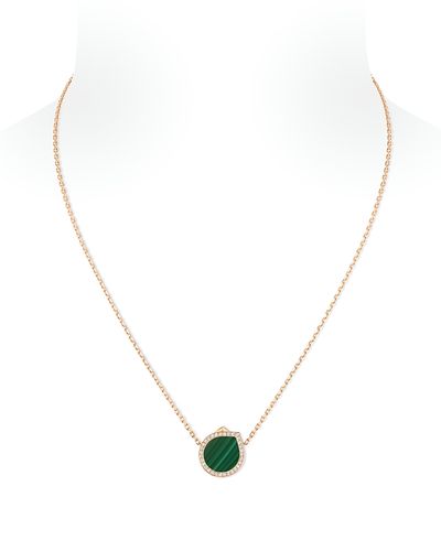 Repossi Repossi 18K Rose Gold Antifer Malachite & Diamond Halo Pendant Necklace, 15.7-17.7