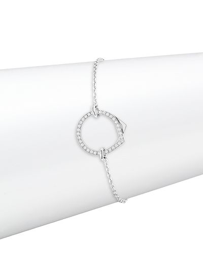 Repossi Women's Antifer 18K White Gold & 0.2 TCW Pavé Diamond Pendant Bracelet