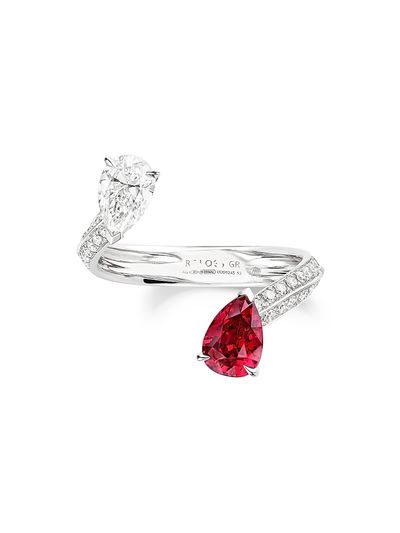 Repossi Women's Brevis 18K White Gold, Ruby & 0.80 TCW Diamond Cuff Ring