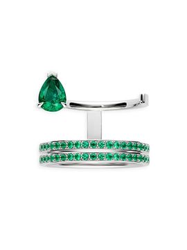Repossi Women's Serti Sur Vide 18K White Gold & Emerald Ring