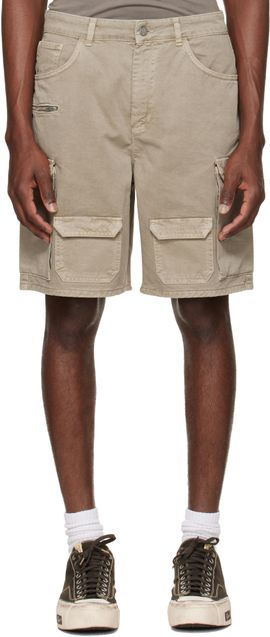 Represent Represent Beige Loaded Cargo Shorts