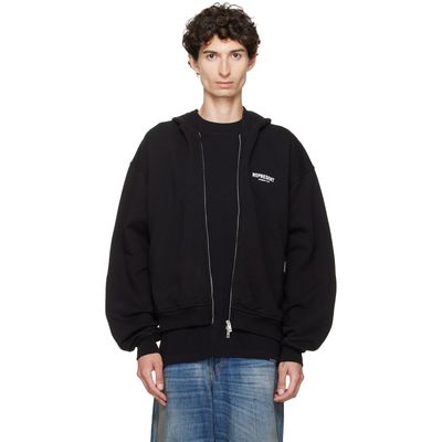 Represent Represent Black Printed 'Owners Club' Zip-Up Hoodie