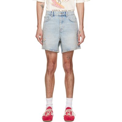 Represent Represent Blue 'Busy Doing Nothing' Denim Shorts