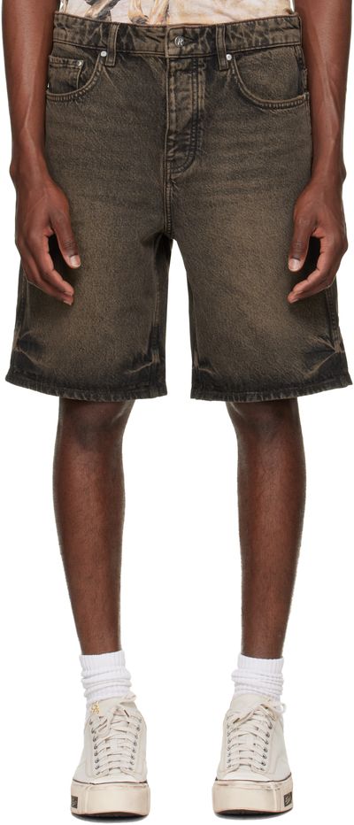 Represent Represent Brown Overdyed Denim Shorts