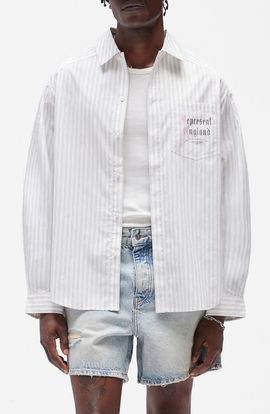 Represent Represent Pinstripe Graphic Cotton Button-Up Shirt