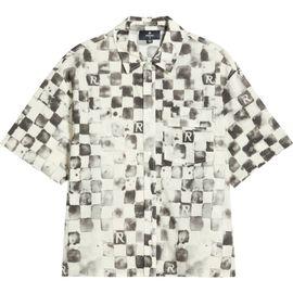 Represent Represent Poolside Check Short Sleeve Cotton & Linen Button-Up Shirt