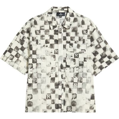 Represent Represent Poolside Check Short Sleeve Cotton & Linen Button-Up Shirt