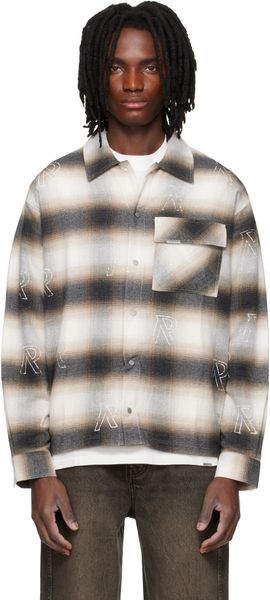 Represent Represent White & Brown All Over Initial Flannel Shirt