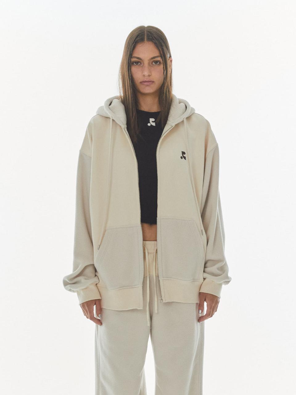 Rest&Recreation Coloration Fleece Hooded Zip-up Jacket [Ivory]