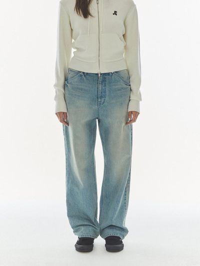Rest&Recreation Logo Distressed Carpenter Denim Pants [Light Blue]