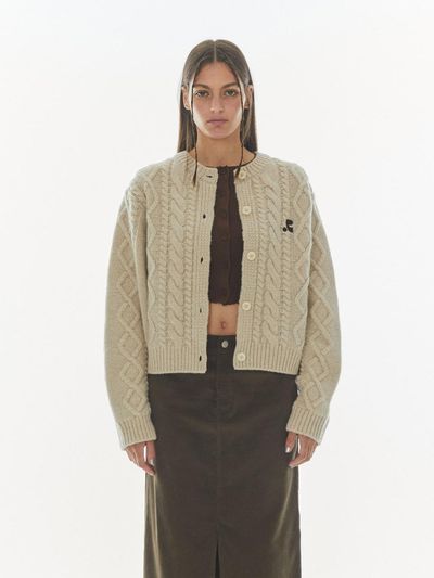 Rest&Recreation Wool Cable Knit Fisherman Cardigan [White]