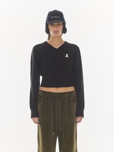 Rest&Recreation Wool V-neck Cropped Knit [Black]