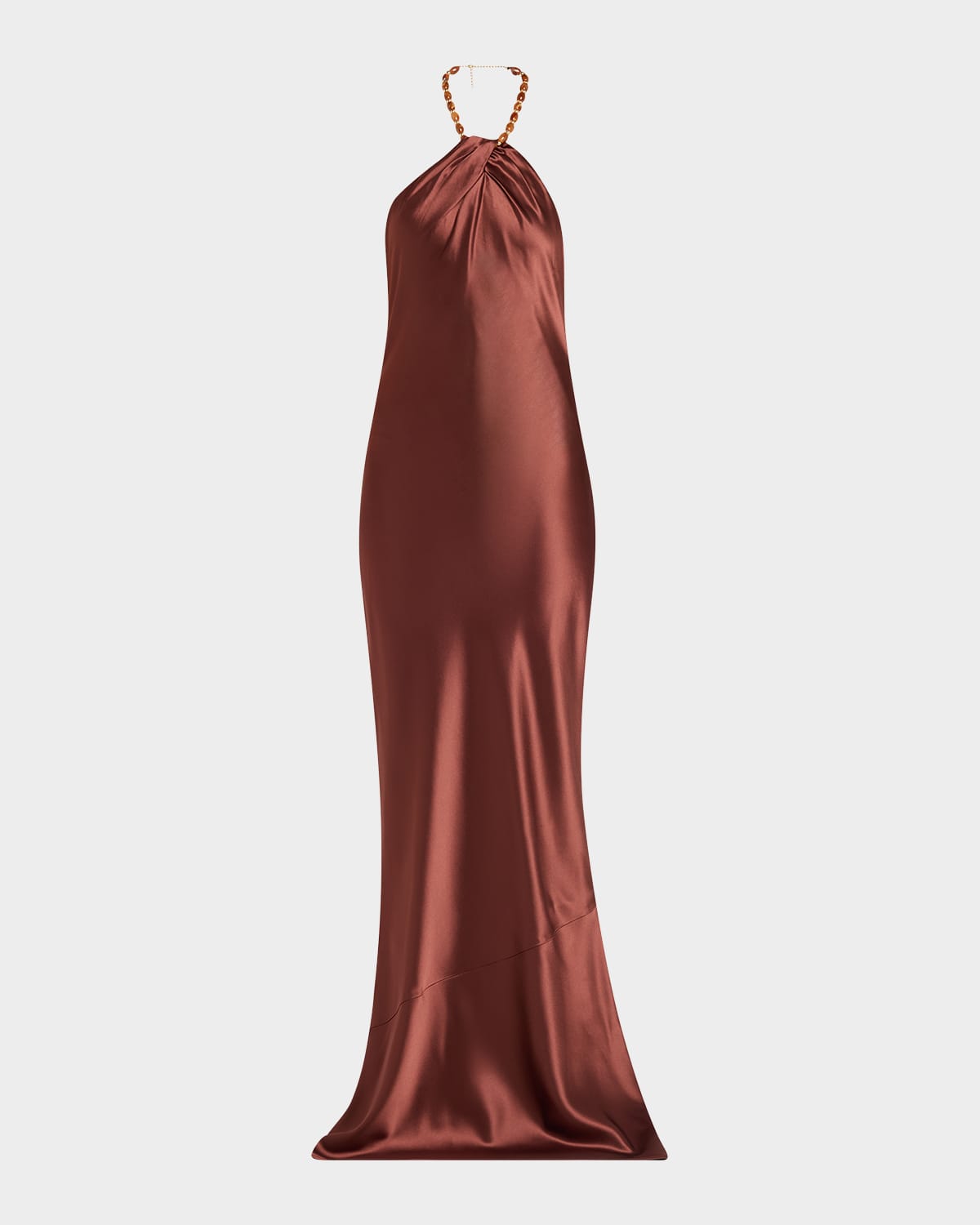 Retrofete Anat Satin Beaded Halter Dress