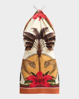 Retrofete Cymbeline Printed Halter Dress