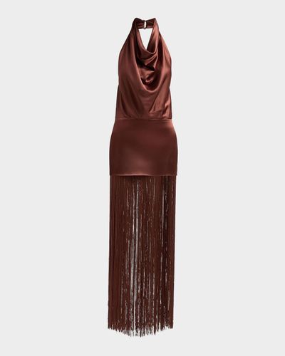 Retrofete Cyrelle Cowl Fringe Maxi Dress