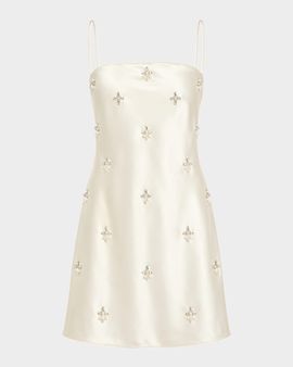 Retrofete Dotty Embellished Satin Mini Dress