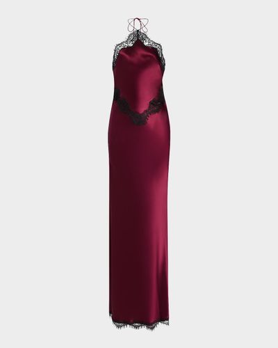 boho halter neck wedding dress Wedding Dress with Guipure Bodice, Deep V-Neckline, Halter Neck, and O –  M.R DESIGN main image 1