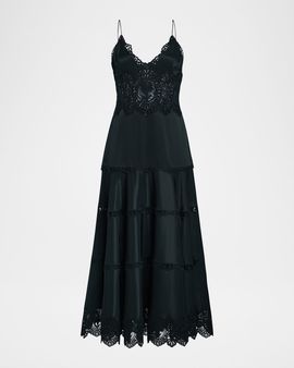 Retrofete Leilani Embroidered A-Line Midi Dress