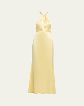 Retrofete Magnolia Satin Halter Dress