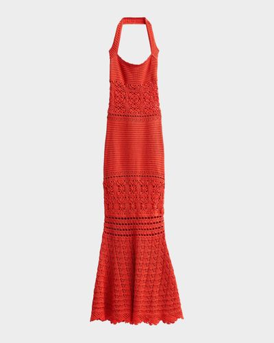 Retrofete Peggie Crocheted Halter Maxi Dress