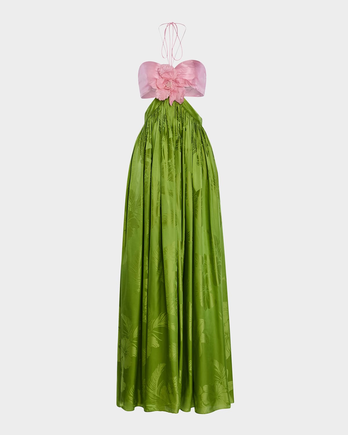 Retrofete Prudy Floral Cut-Out Satin Halter Dress