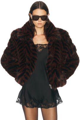 retrofete retrofete Segrid Faux Fur Bomber Jacket