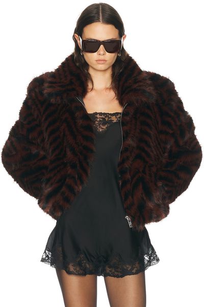 retrofete retrofete Segrid Faux Fur Bomber Jacket