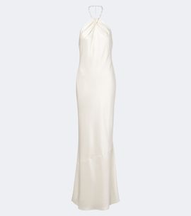 Retrofete Retrofête Anat beaded halterneck satin maxi dress