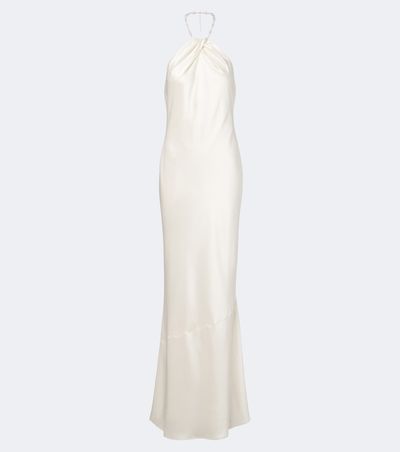 Retrofete Retrofête Anat beaded halterneck satin maxi dress