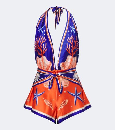 Retrofete RetrofÃªte Ledda printed silk-blend romper