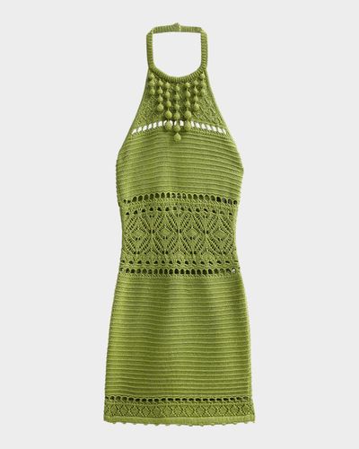 Retrofete Roseline Metallic Crochet Halter Dress