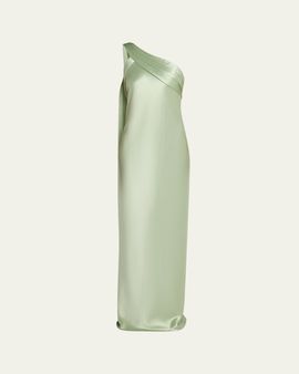 Retrofete Sirocco Asymmetric Satin Maxi Dress