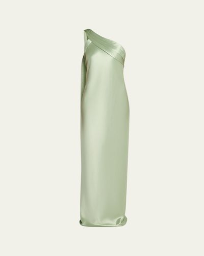 Retrofete Sirocco Asymmetric Satin Maxi Dress