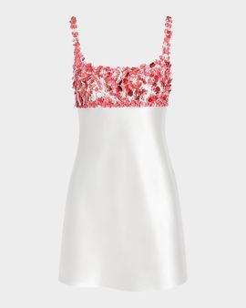 Retrofete Winifred Embellished Satin A-Line Mini Dress