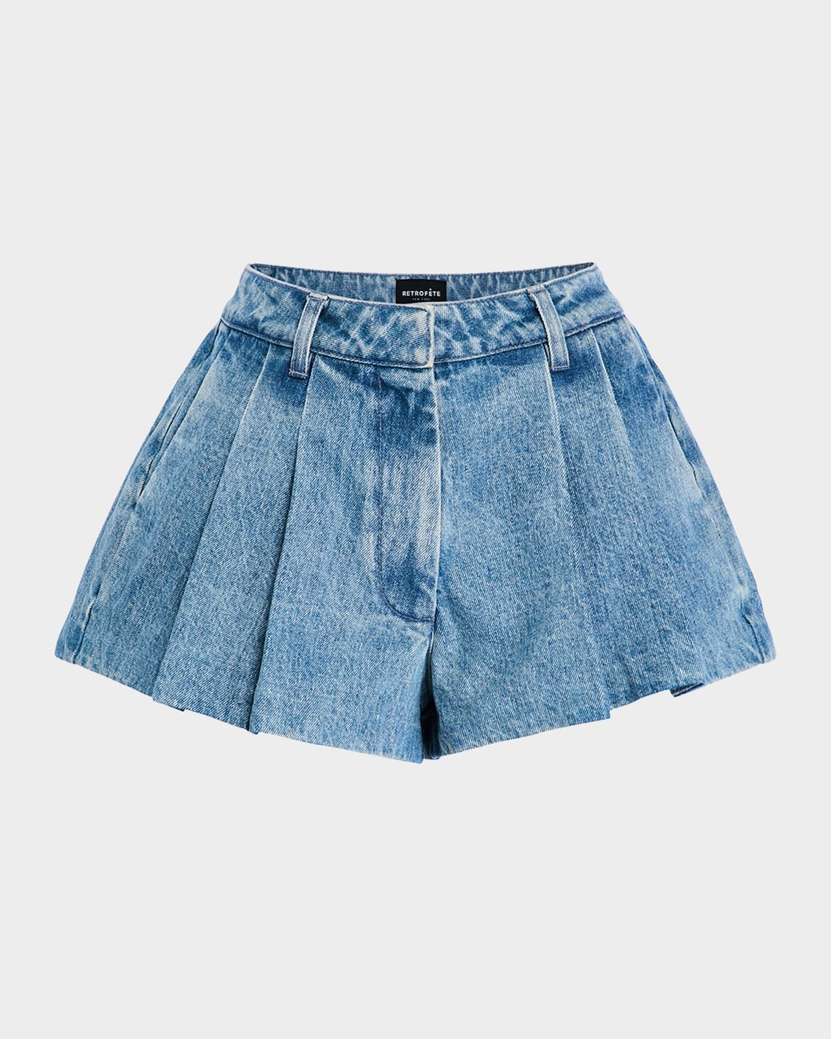 Retrofete Zayna Pleated Denim Shorts