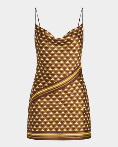 Retrofête Clemenza Satin Cowl-Neck Mini Dress