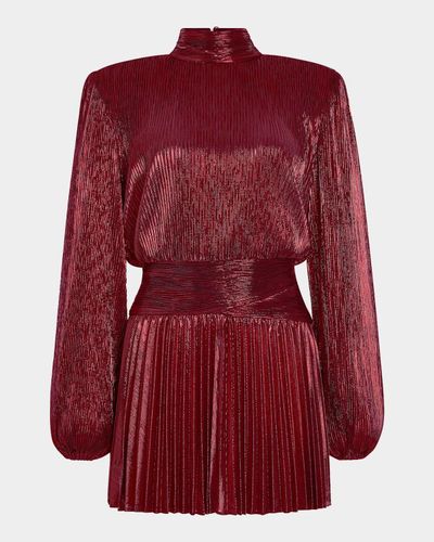 Retrofête Freja Pleated High-Neck Mini Dress