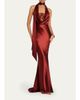 Retrofête Melly Satin Lace-Trim Scarf Gown - 2