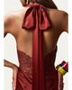Retrofête Melly Satin Lace-Trim Scarf Gown - 5